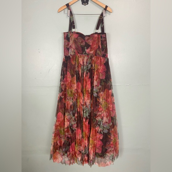 Hutch Willa Pleated‎ Tulle Gown Maxi Floral Size 14 - Picture 5 of 8